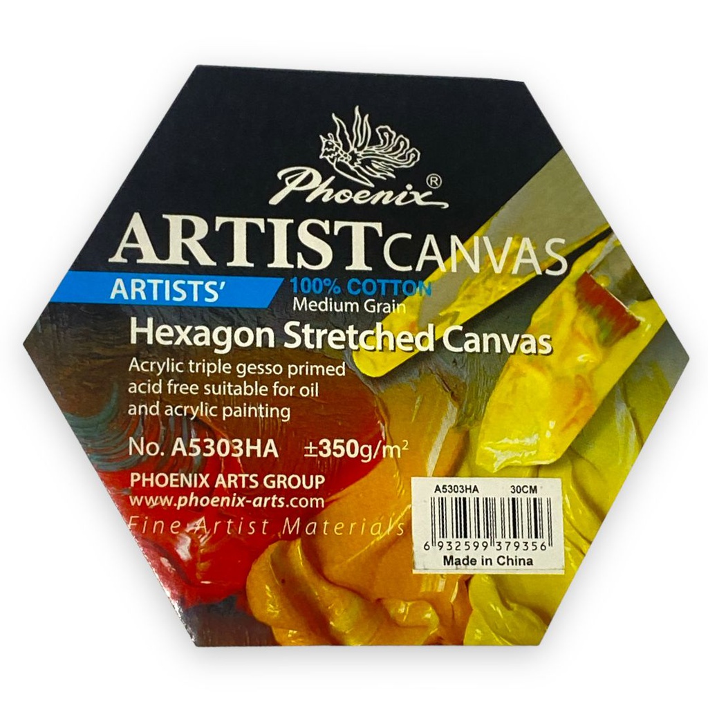 HEXAGON STRETCHED CANVAS  100% COTOON 3/4" THICKNESS, STAPLE ON THE BACK 25X25CM