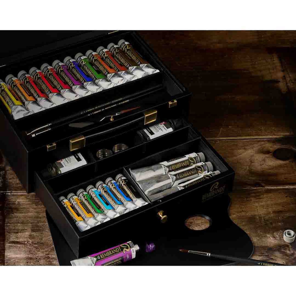 الوان زيتية صندوق 7*15 مل + 12*40مل + 3*60مل + ملحقات  من ريمبرانت