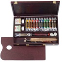 الوان زيتية من رامبرانت "احترافي" 12 × 40 مل + 1 × 60 مل الوان زيت مع فرش ، لوح الوان ، أغطية لوح ، سكاكين وأدوات الوان