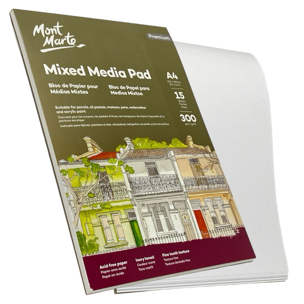 Mont Marte Mixed Media Pad 300gsm A4 15 Sheets
