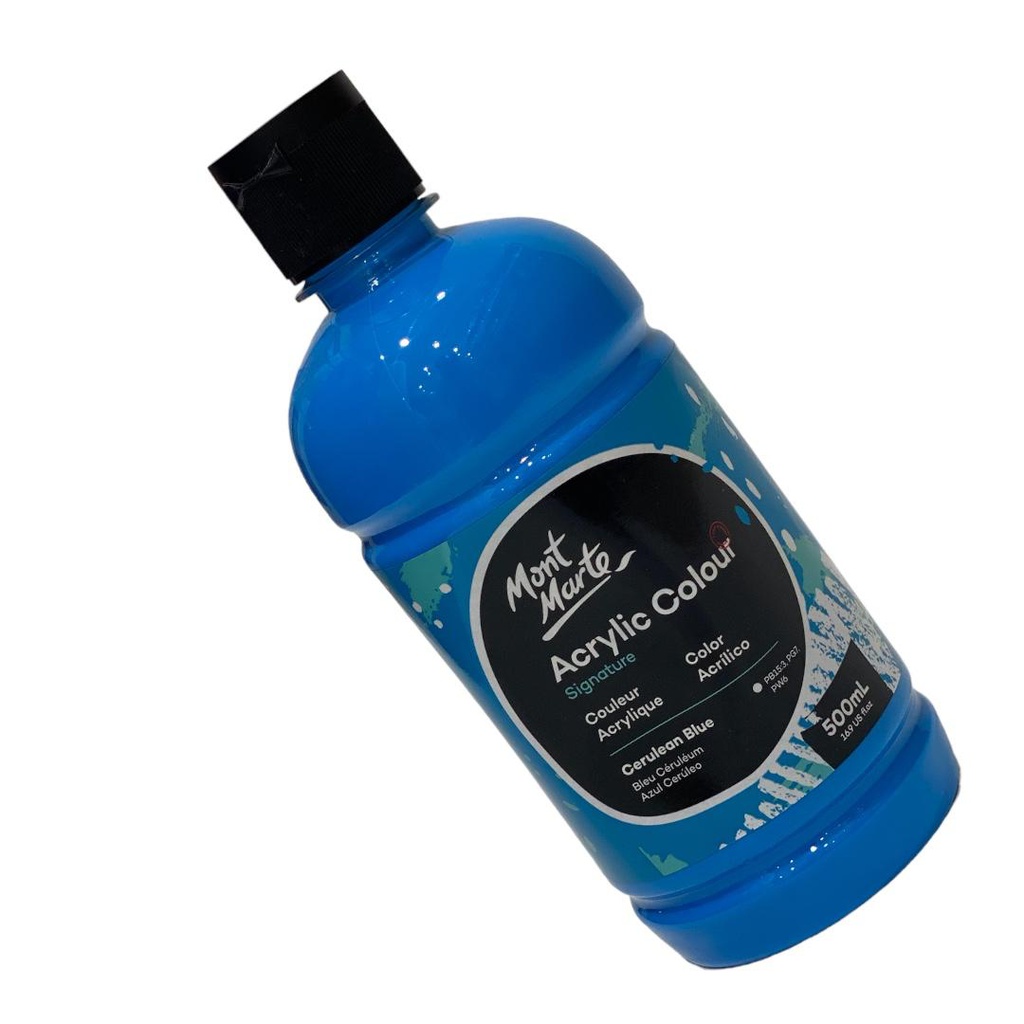 MONT-MARTE Acrylic Colour 500ml bottle - Cerulean Blue
