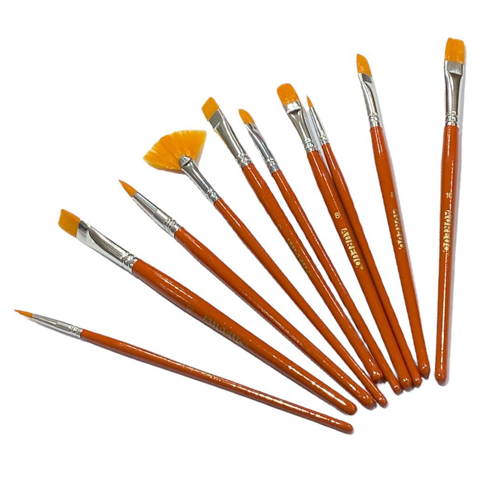 Acrylic Brush Set (Bright: 10, 12 Flat: 8, 10 Round: 0, 2, 8 Filbert: 6, 8 Fan: 4)