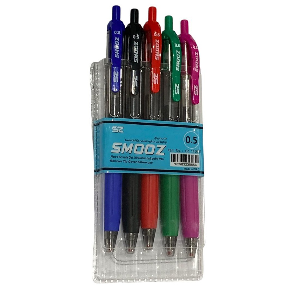 سموز طقم قلم حبر جل 5 لون مقاس 0.5 مل