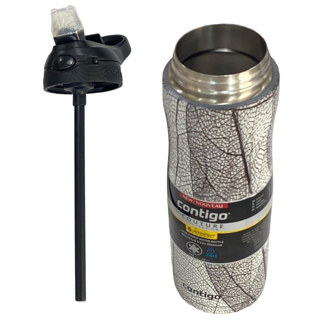 كونتيجو زمزمية ستانلس 590 مل ابيض واسود Contigo