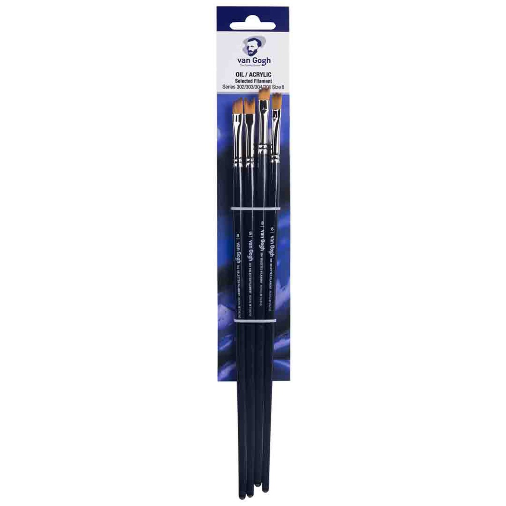 Van Gogh Oil/Acrylic Brush Set 4 Series 302/303/304/305 No. 8 FSC