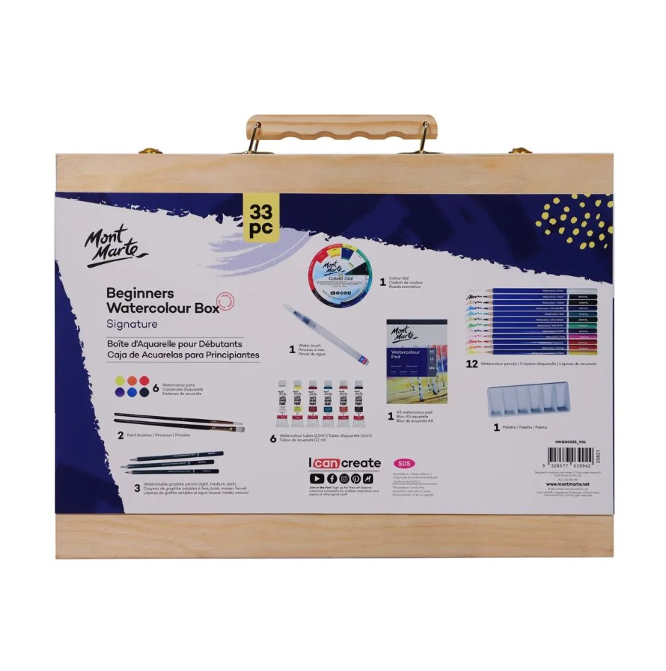 MONT-MARTE Beginners Watercolour Box 33pc