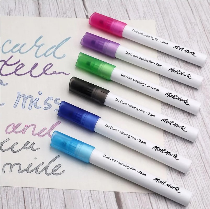 MONT-MARTE Dual Line Lettering Pens 2mm Tip 6pc