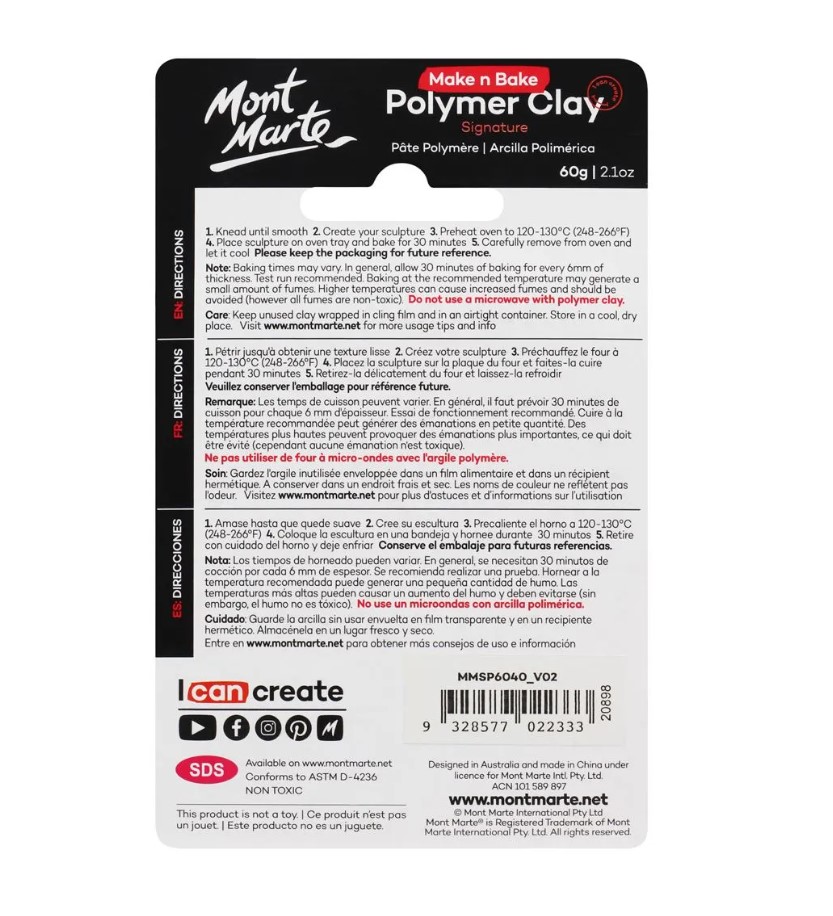 MONT-MARTE Make n Bake Polymer Clay 60g - Dusty Pink