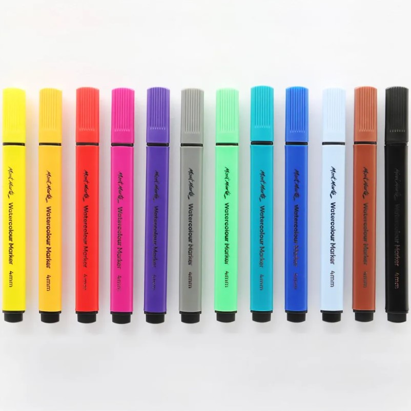 MONT-MARTE Watercolour Markers 12pc Tri Grip in Case