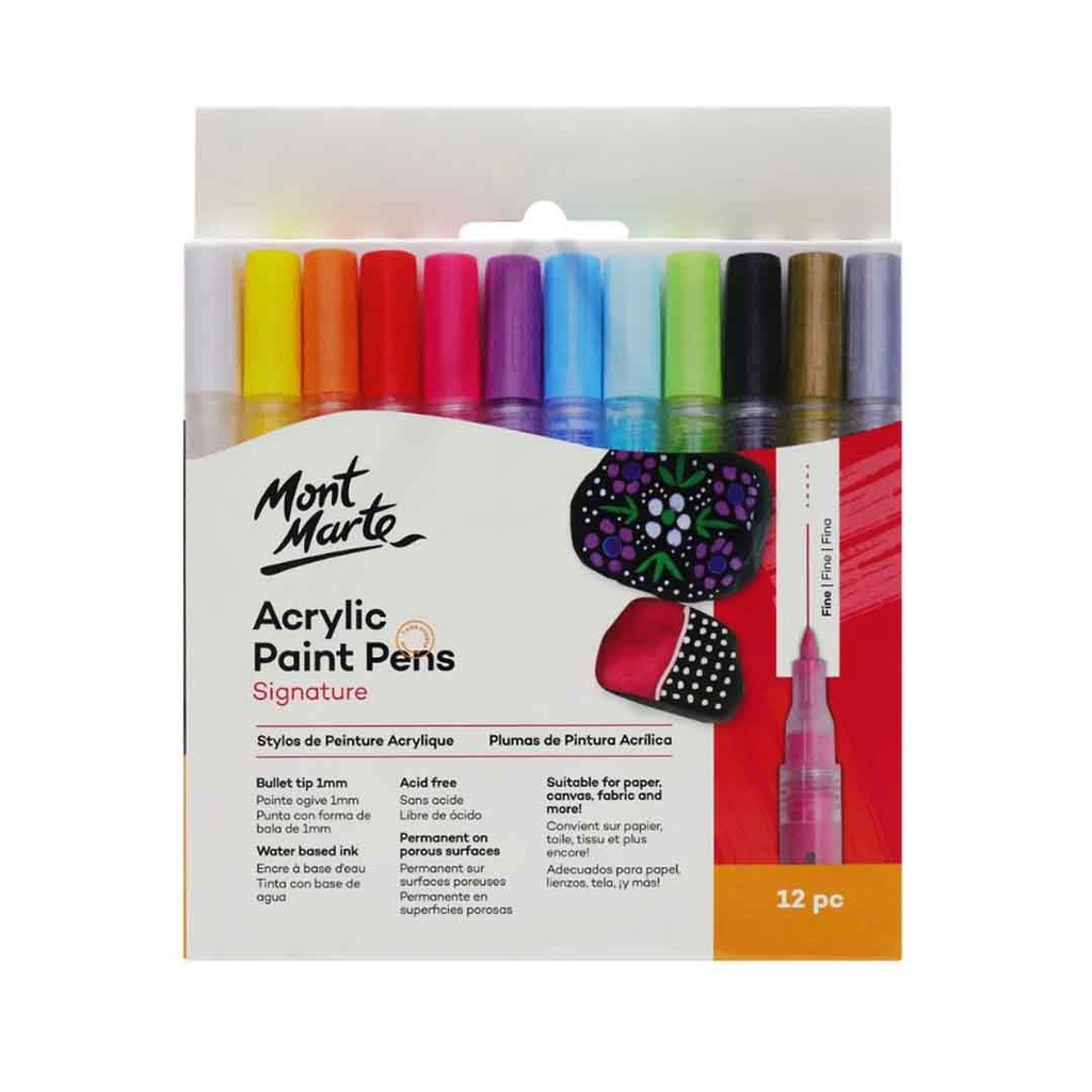 Mont Marte Acrylic Paint Pens Fine Tip 12pc