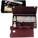 الوان اكريلك احترافية من رامبرانت الهولندية المحتوى 15 أنبوب 40 مل تالنس اكريلك متوسط ​​مات 75 مل ملمع ورنيش اكريلك تالنس 75 مل    فرش رامبرانت (ألياف بوليستر ، خيوط مختارة) سكين الوان غطاء لوح مزدوج  أنبوب به 3 أعواد فحم  خشبي لوحة  مجلد خلط الالوان