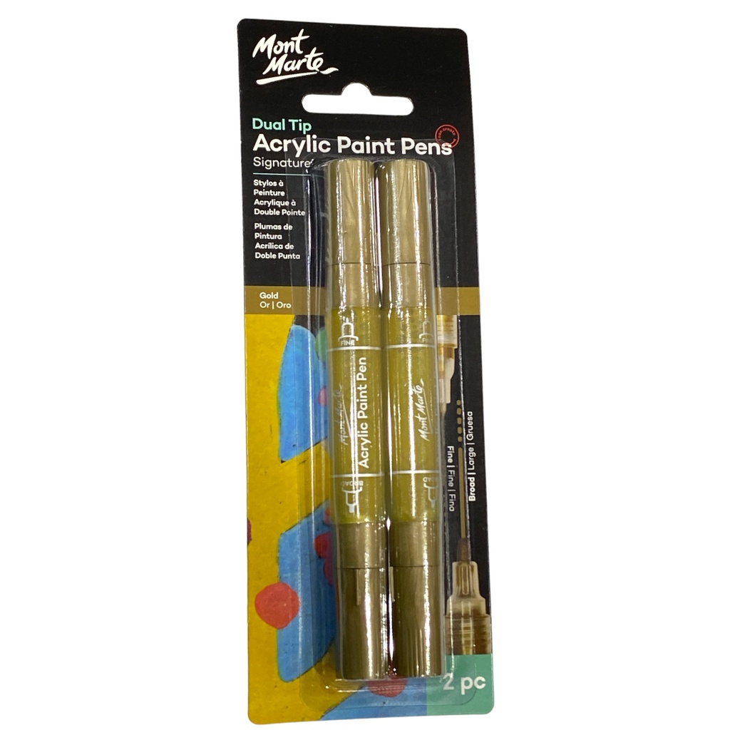 Mont Marte Acrylic Paint Pens Dual Tip Gold 2pc