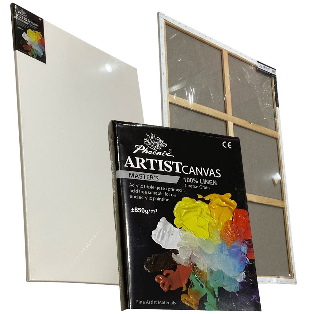 PHOENIX STRETCHED CANVAS 100% LINEN 3/4" THICKNESS, STAPLE ON THE BACK 100X100CM