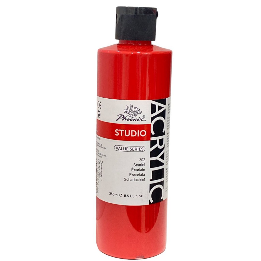 PHOENIX ACRYLIC COLOR VALUE SERIES 250ML BOTTLE Scariet 302