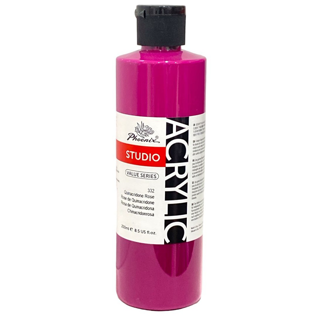 PHOENIX ACRYLIC COLOR VALUE SERIES 250ML BOTTLE Qunacndone Rose 332