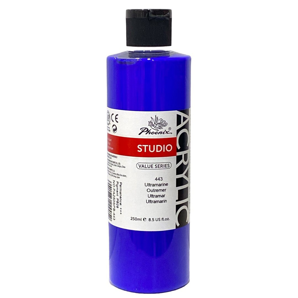 PHOENIX ACRYLIC COLOR VALUE SERIES 250ML BOTTLE Ultramarine 443