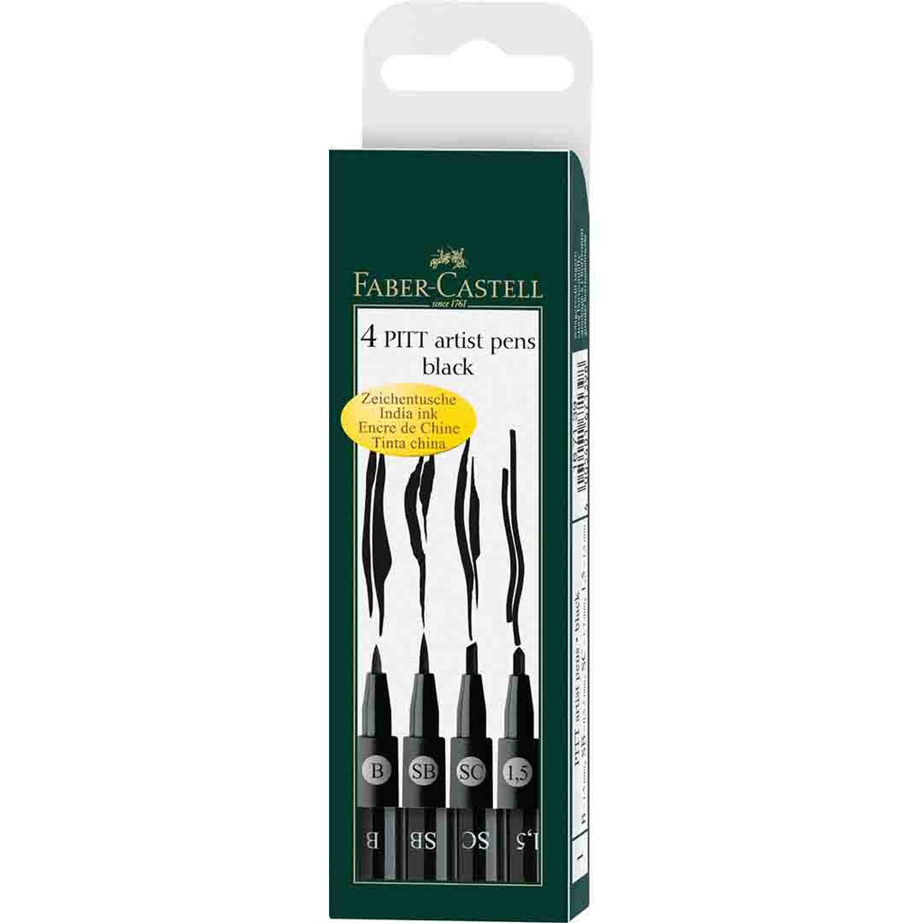 FABER-CASTEL India ink Pitt Artist Pen Black Broad W of 4