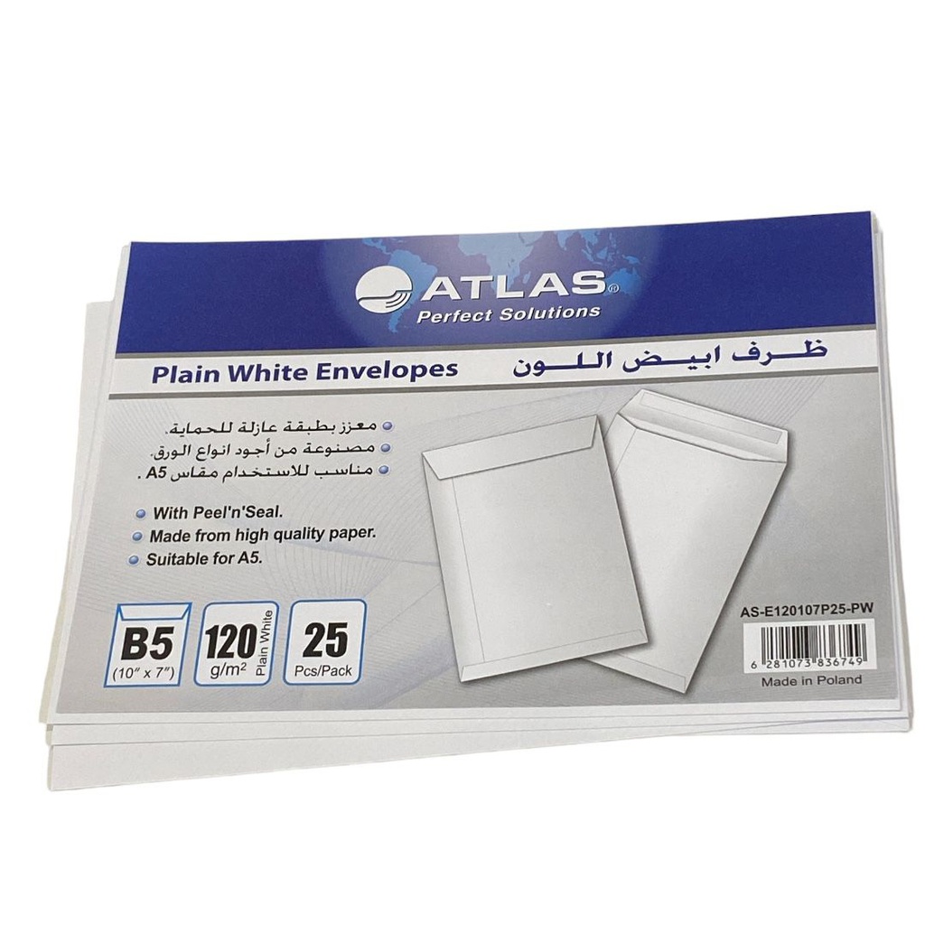 PLAIN WHITE ENVELOP  ATLAS 10*7INCH ATLAS