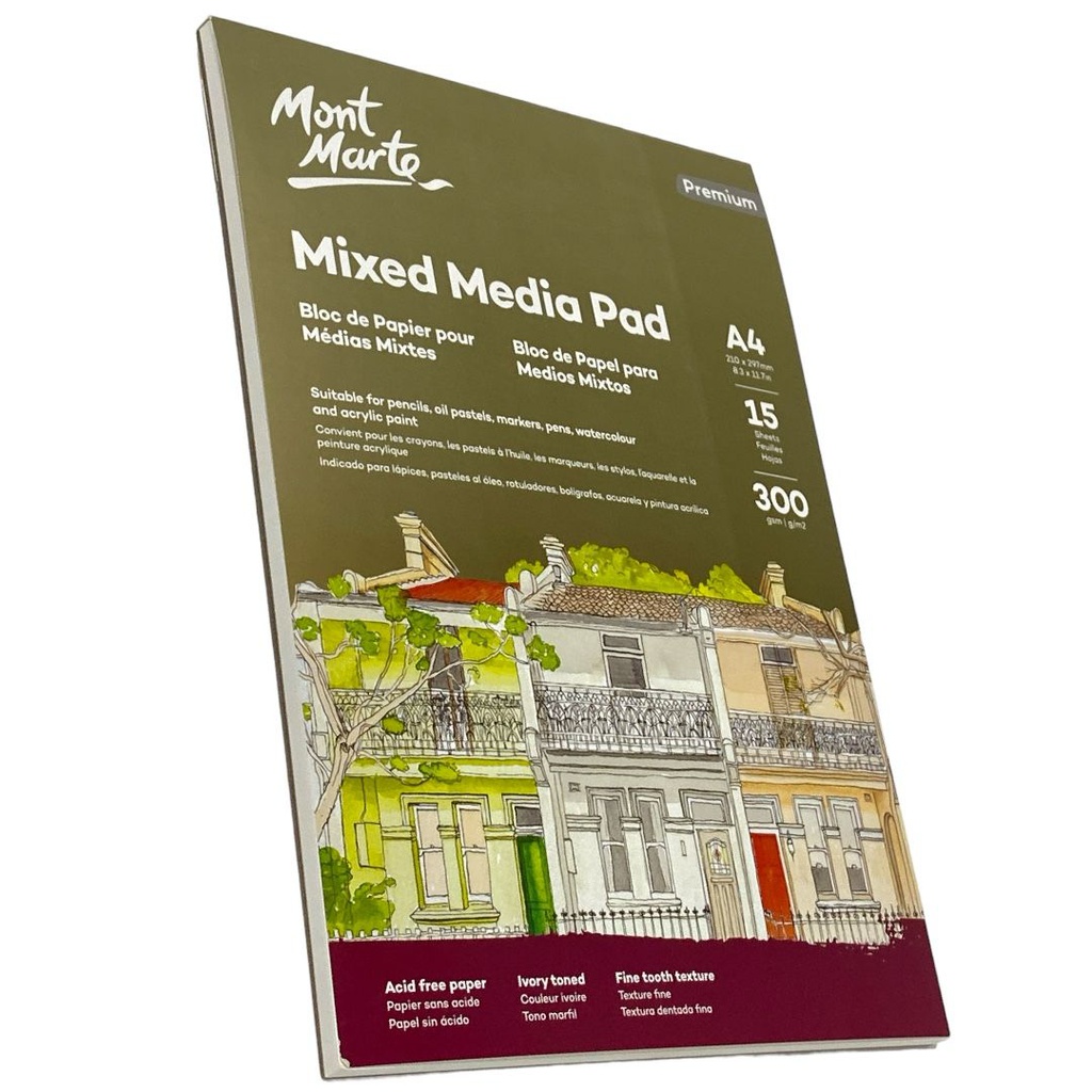 Mont Marte Mixed Media Pad 300gsm A4 15 Sheets