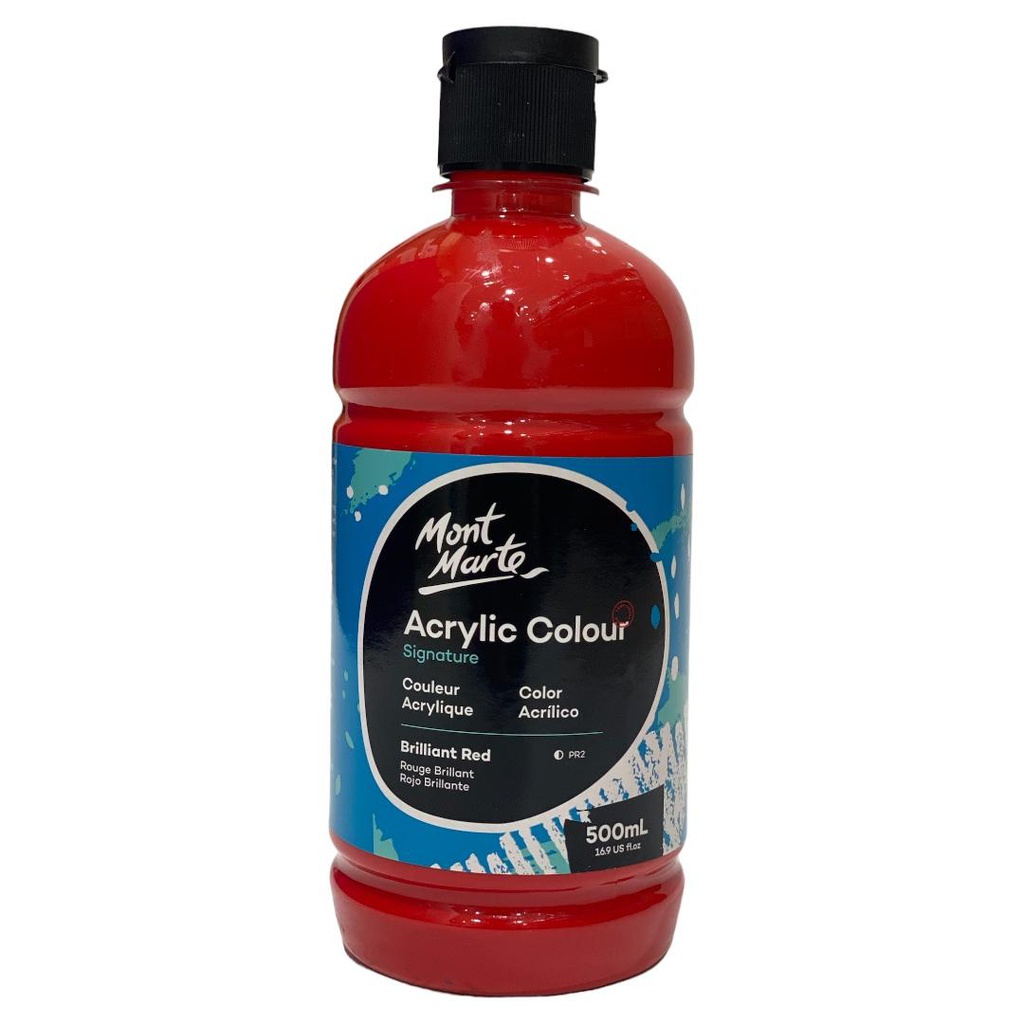 MONT-MARTE Acrylic Colour 500ml bottle - Brilliant Red
