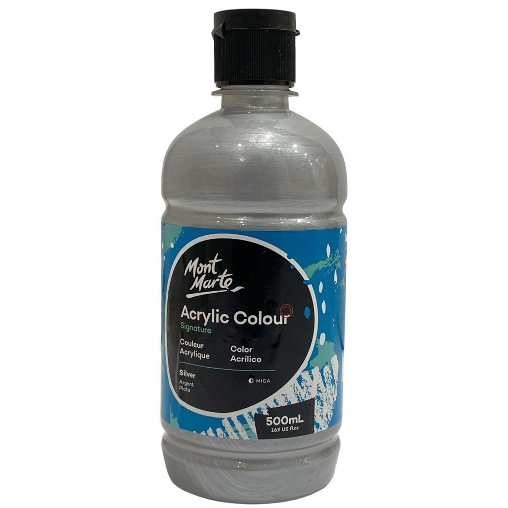 Mont Marte Acrylic Colour 500ml bottle - Silver