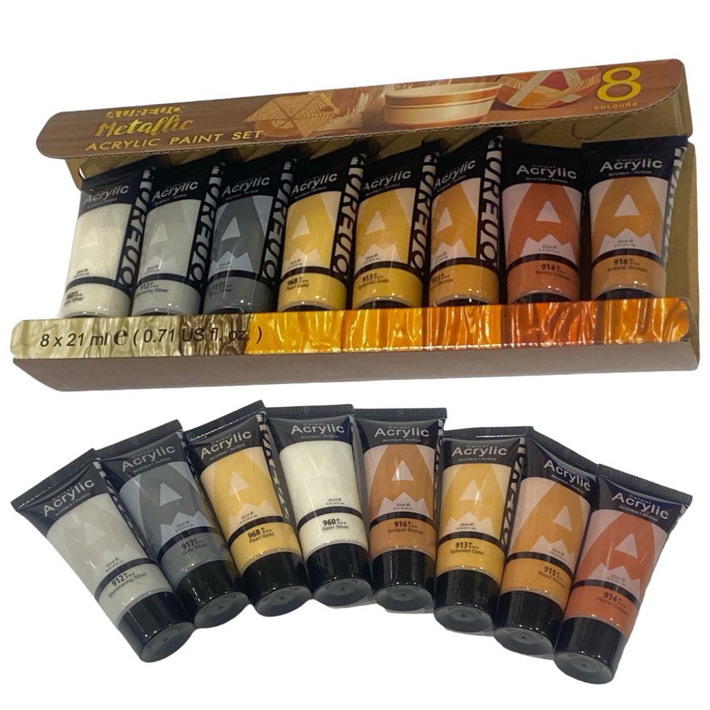 METALLIC ACRYLIC PAINT SET 8 X 21 ML