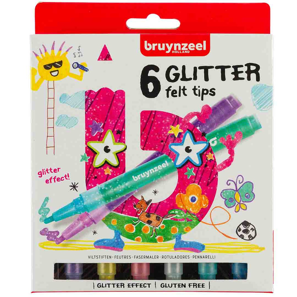 Bruynzeel FELT TIPS GLITTER SET 6