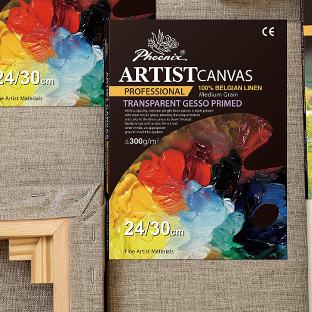 Phoenix TRANSPARENT STRETCHED CANVAS 100% LINEN,300GSM,FIR WOOD size 60x90