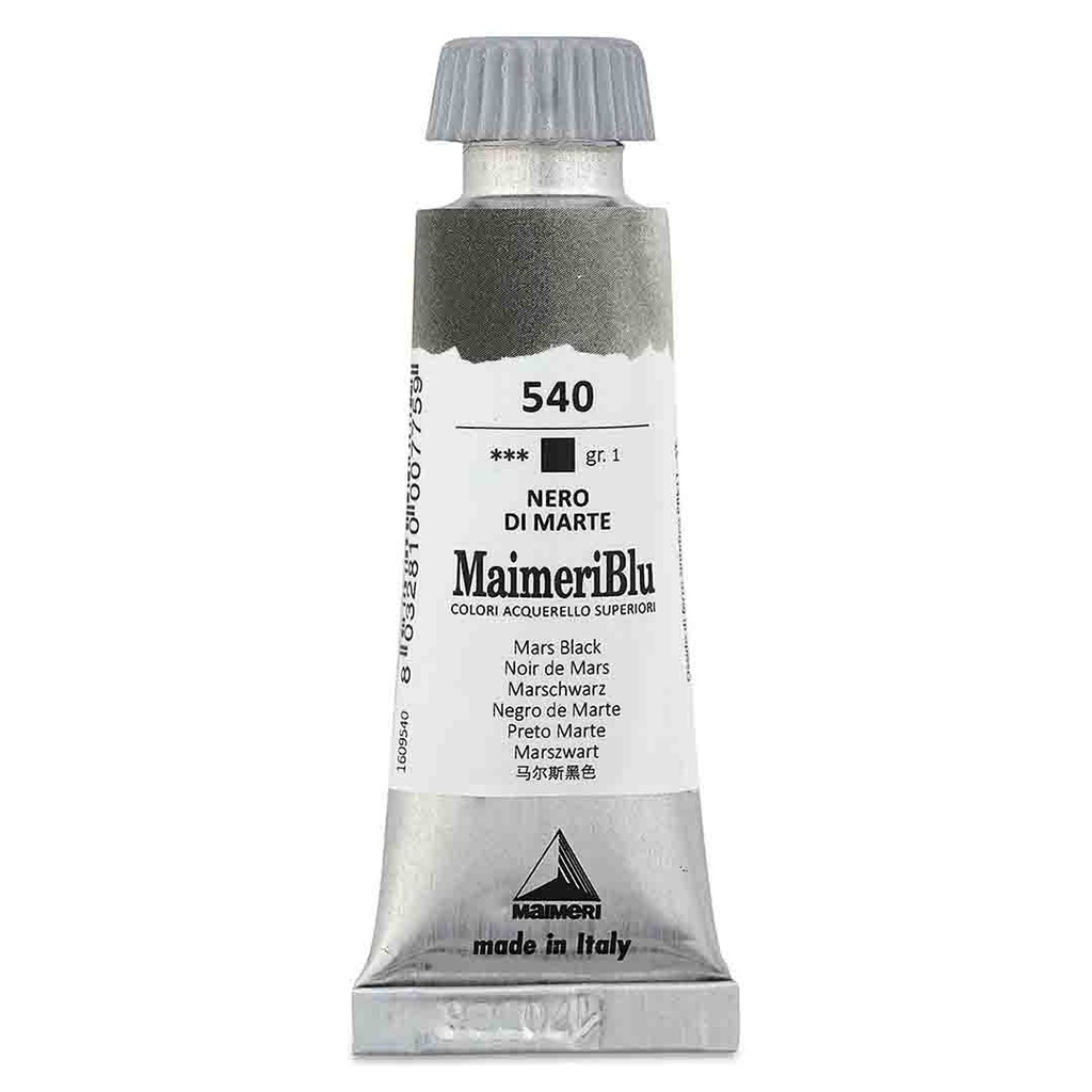 Maimeri Blu Artist Watercolor - Mars Black, 12 ml Tube