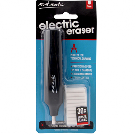 Mont Marte Electric Eraser, Includes 30 Eraser Refills‏