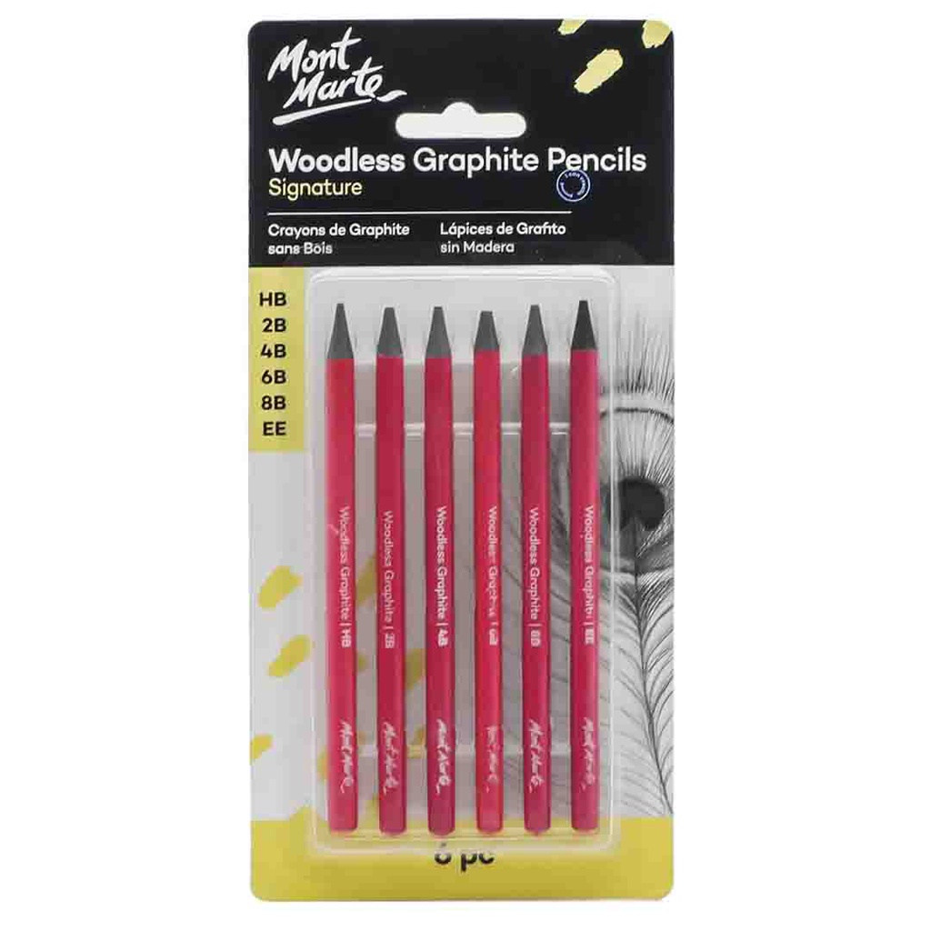 Mont Marte Woodless Graphite Pencils 6pce