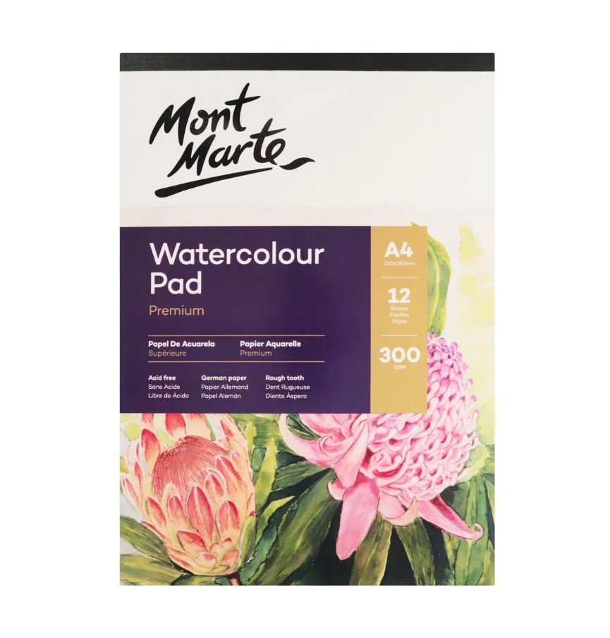 Mont Marte Watercolor Pad German Paper A4 300gsm 12 Sheet‏
