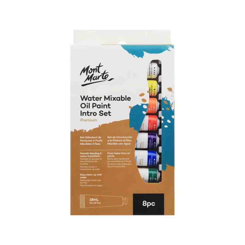 Mont Marte Water Mixable Oil Paint Intro Set 8pc x 18ml
