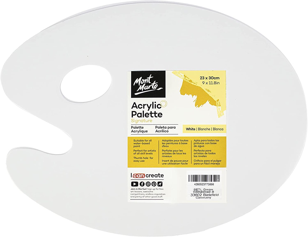 بلته اكريلك بيضاء 23x30 سم لدمج الالوان مونت مارت