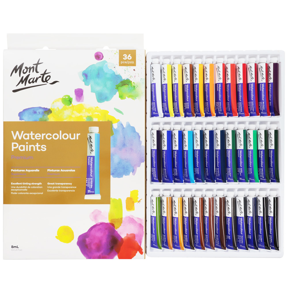 Mont Marte Premium Watercolor Paints Set 36pce x 8ml‏ 