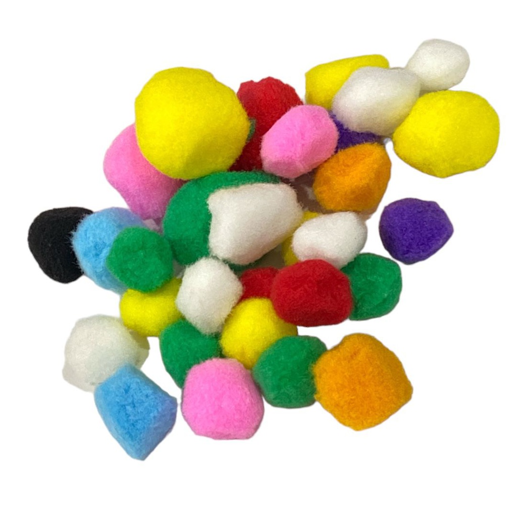 Pom-Poms different sizes and colors.