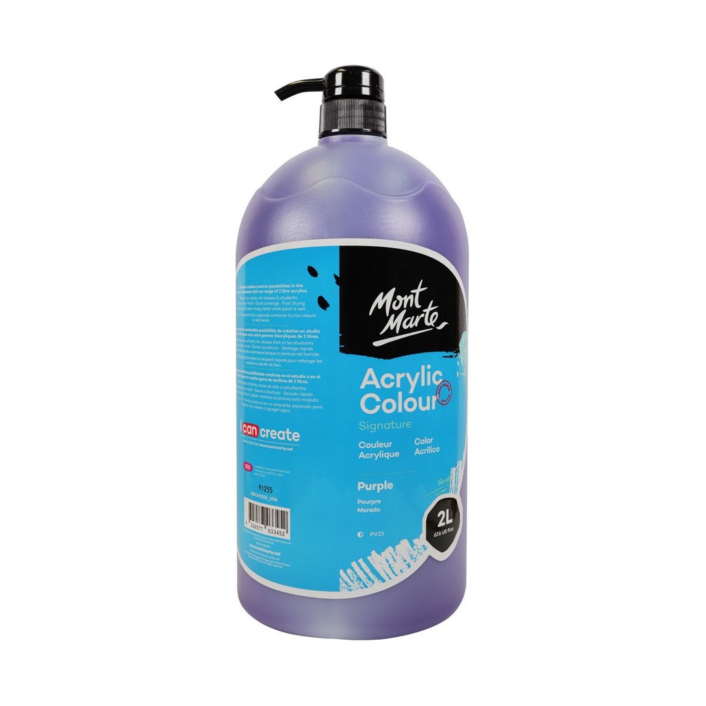 Mont Marte Studio School Acrylic 2L Pump- Purple