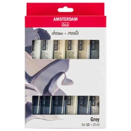 [17820600] الوان اكريلك من امستردام الهولندية درجات رمادي 12لون 20 مل