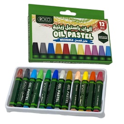 [RQ-193612XL] الوان باستيل زيتية سداسية الشكل قابلة للغسل 12 لون روكو ROCO