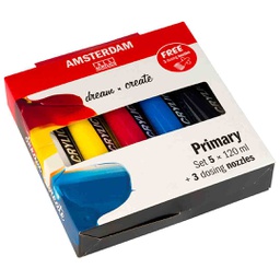 [17801905] Amsterdam Acrylic color SET PRIM.5X120ML+NOZ.CB