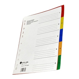 [AS-F28405] فواصل ملفات 5-1  اطلس بلاستيك ملونة ATLAS