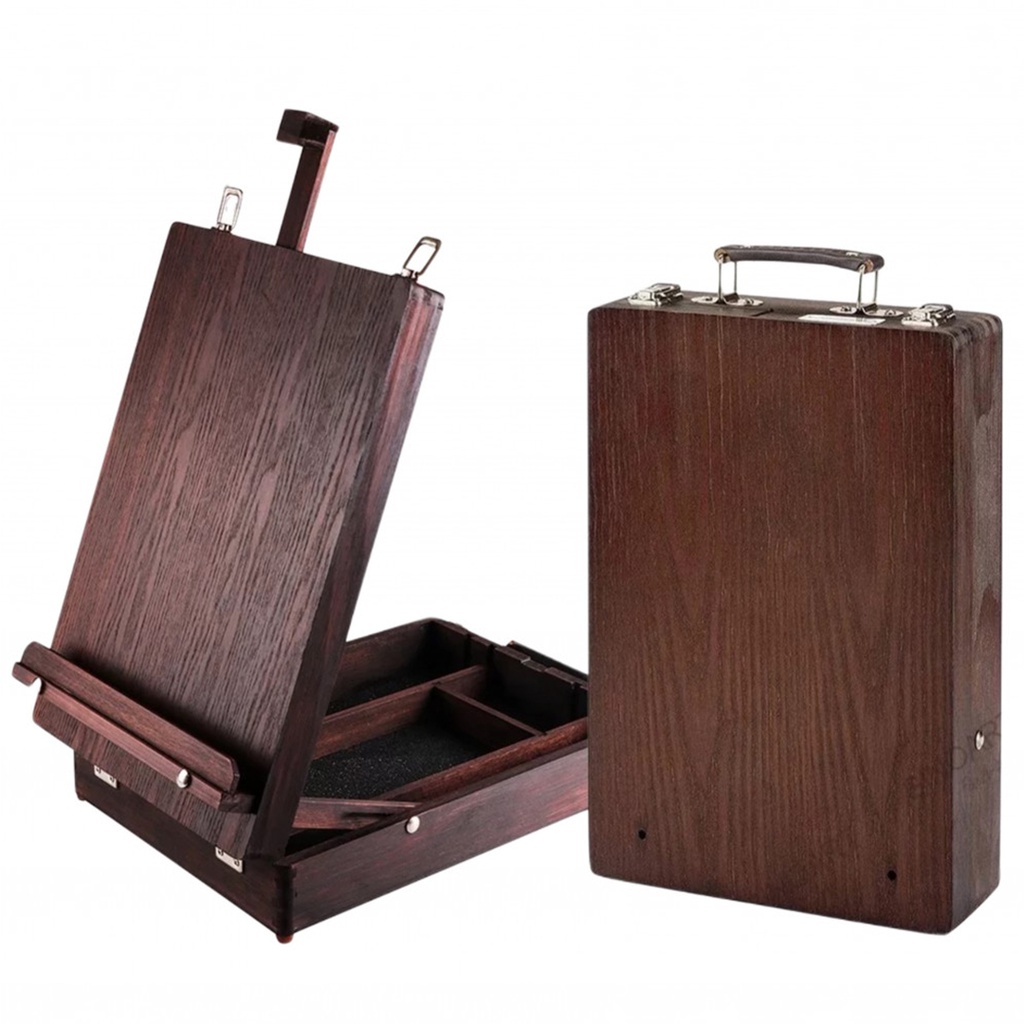 Sketch Box Easel Espresso color, size: 26x39x12.7cm, hold canvas up to 60cm. Material: Pinewood