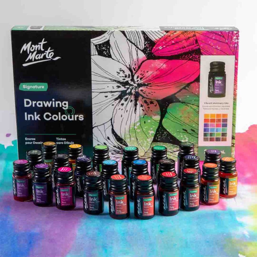 Mont Marte Drawing Ink Colours 24pc x 7ml