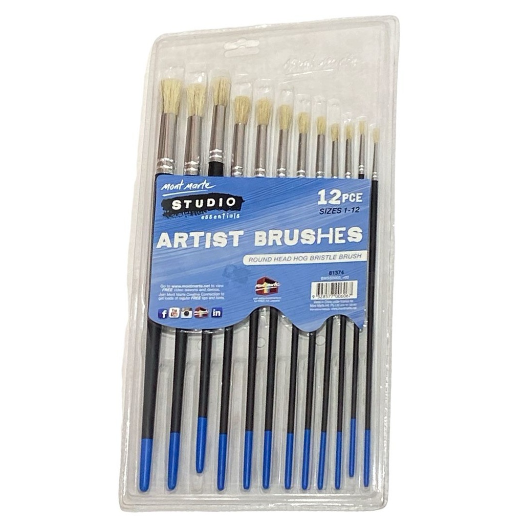 Mont Marte Studio Artist Brushes 12pc Round 1-12