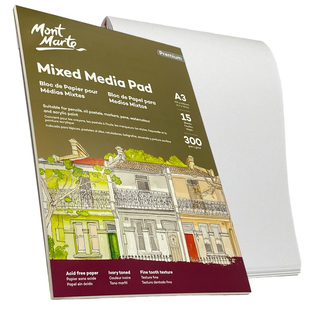 Mont Marte Mixed Media Pad 300gsm A3 15 Sheets