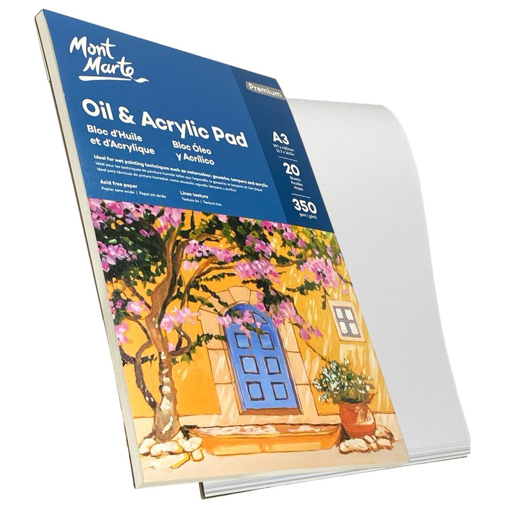 Mont Marte Oil &amp; Acrylic Pad 350gsm A3 20 Sheets