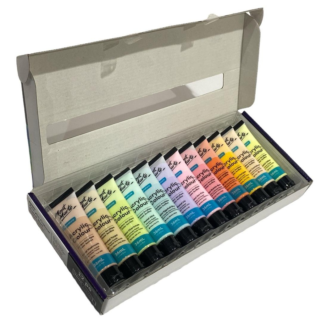 Mont Marte Acrylic Colour Pastel Colours 12pc x 36ml