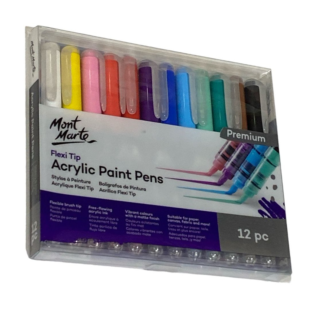 Mont Marte Flexi Tip Acrylic Paint Pens 12pc