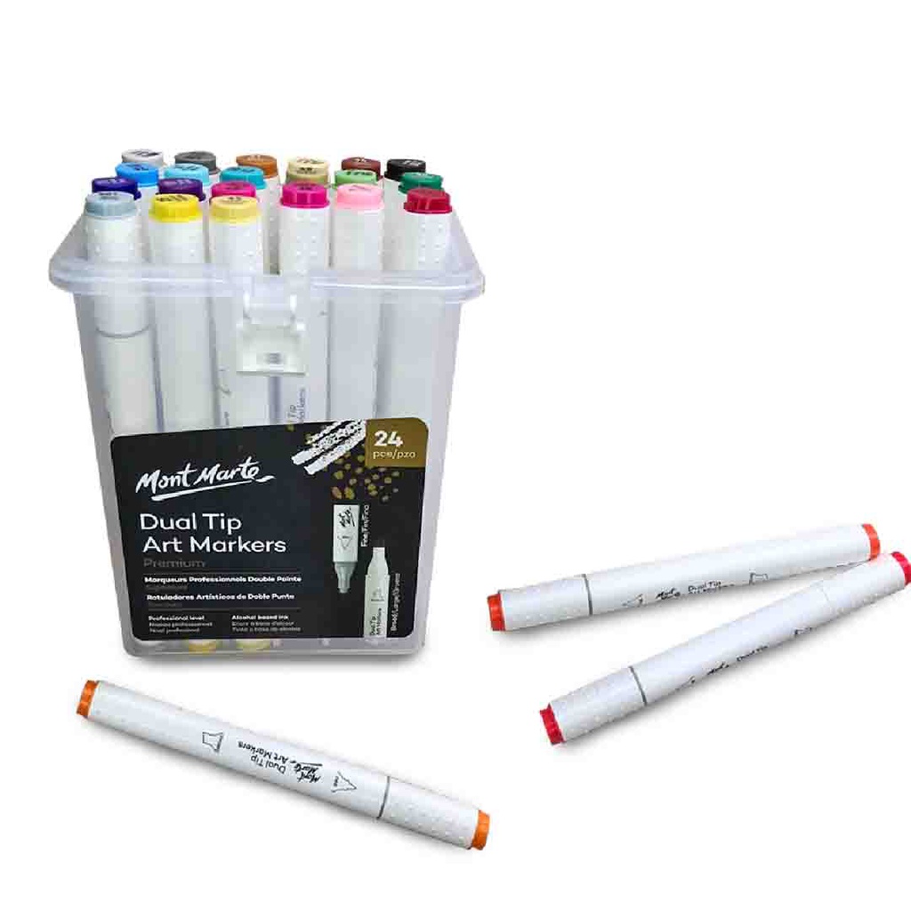 Mont Marte Dual Tip Alcohol Art Markers 24pc in Case