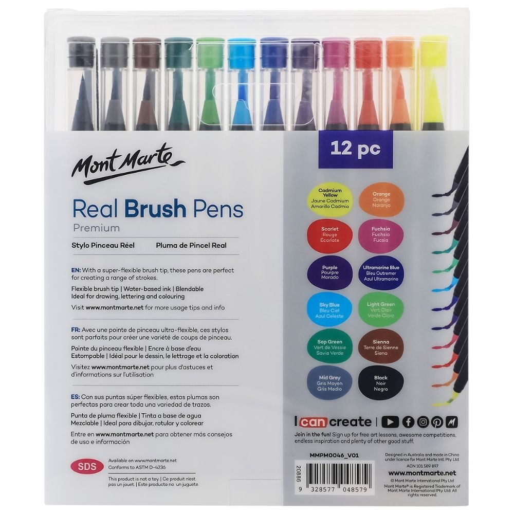 Mont Marte Real Brush Pens 12pc